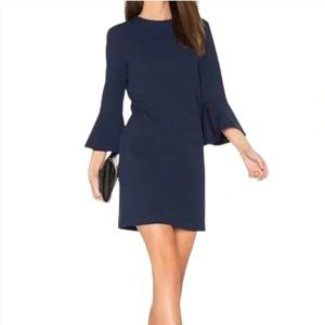 TIBI navy blue crepe bell sleeve shift dress